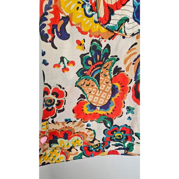 Tory Burch Floral Sleeveless Top Blouse, Ruffled V Neck, Lightweight, Boho, Sz 6 - Picture 5 of 10